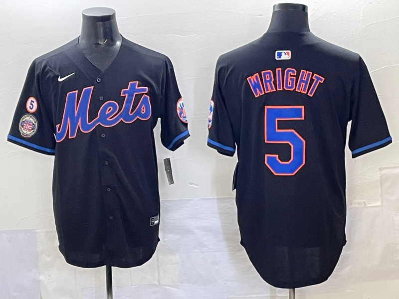 Men 2025 New York Mets 5 Wright blue MLB Nike jersey style 8